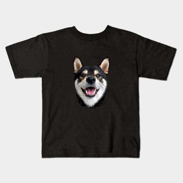 Shiba Inu Black and Tan Kids T-Shirt by ElegantCat